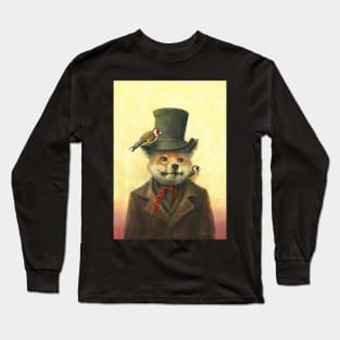 Victorian Fox And Goldfinch Long Sleeve T-Shirt